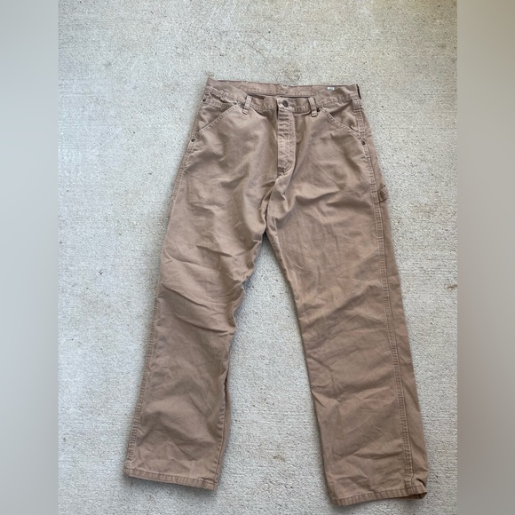 Wrangler Pants Mens 34x30 Carpenter Work Construction Utility Brown Straight - Picture 3 of 4